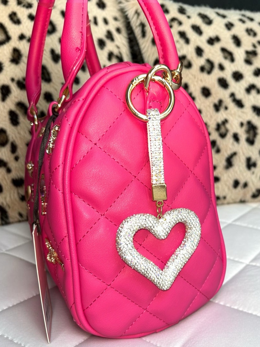 🆕💎 Platinum Rhinestone Crystal Heart Keychain Charm NWT